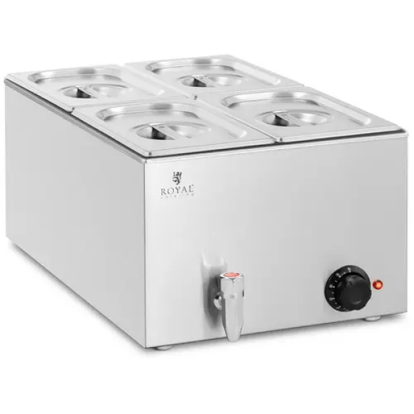Bain-marie - 600 W - 4 x GN 1/4 - Robinet de vidange
