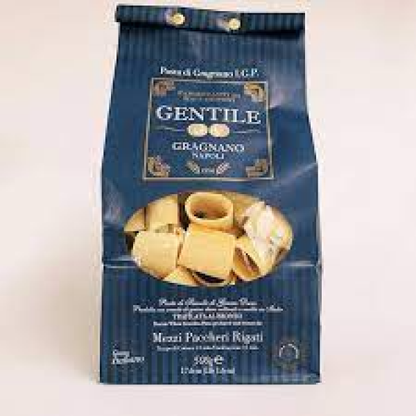 Bio Mezzi Paccheri Rigati IGP Pâtes de Blé Dur Italien Paquet de 500g - Gentile, Gragnano