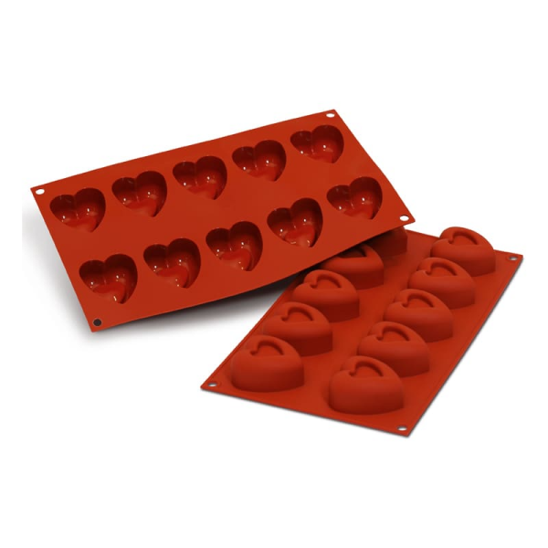 Moule silicone 10 savarins cœurs