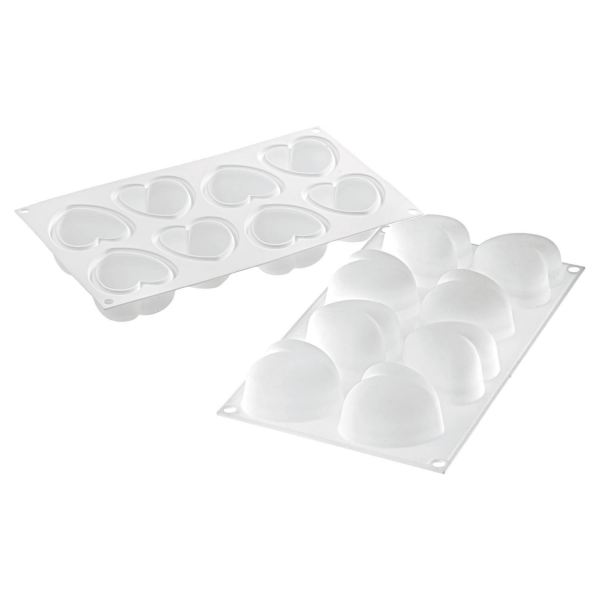 Moule silicone 8 cœurs bombés