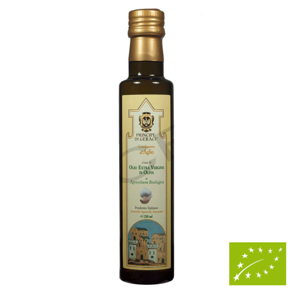 Principe di Gerace 250 ml d'huile d'olive extra vierge biologique et d'ail - Mediterranea Foods